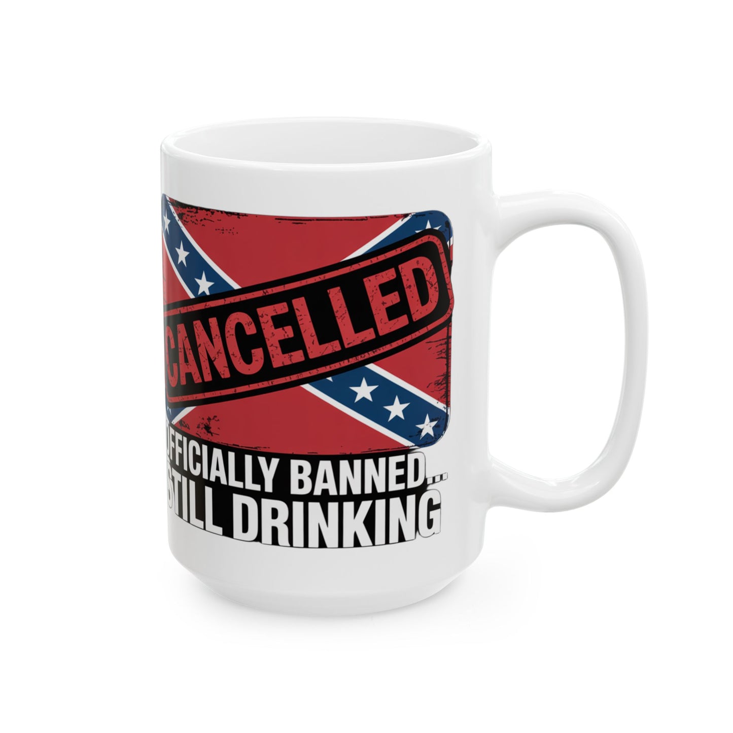 Ceramic Mug — “Cancelled” Distressed Flag Novelty Coffee Mug