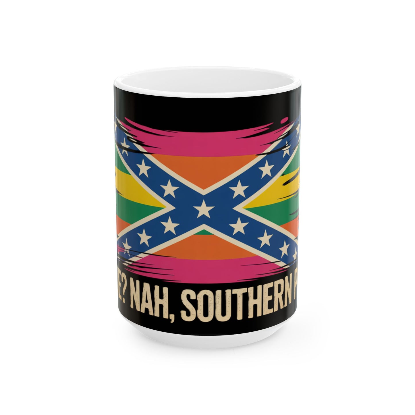 Ceramic Mug — Southern Pride Rainbow Rebel Flag Design (11oz & 15oz)