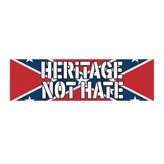 Bumper Sticker — "Heritage Not Hate" Confederate Flag Statement Sticker