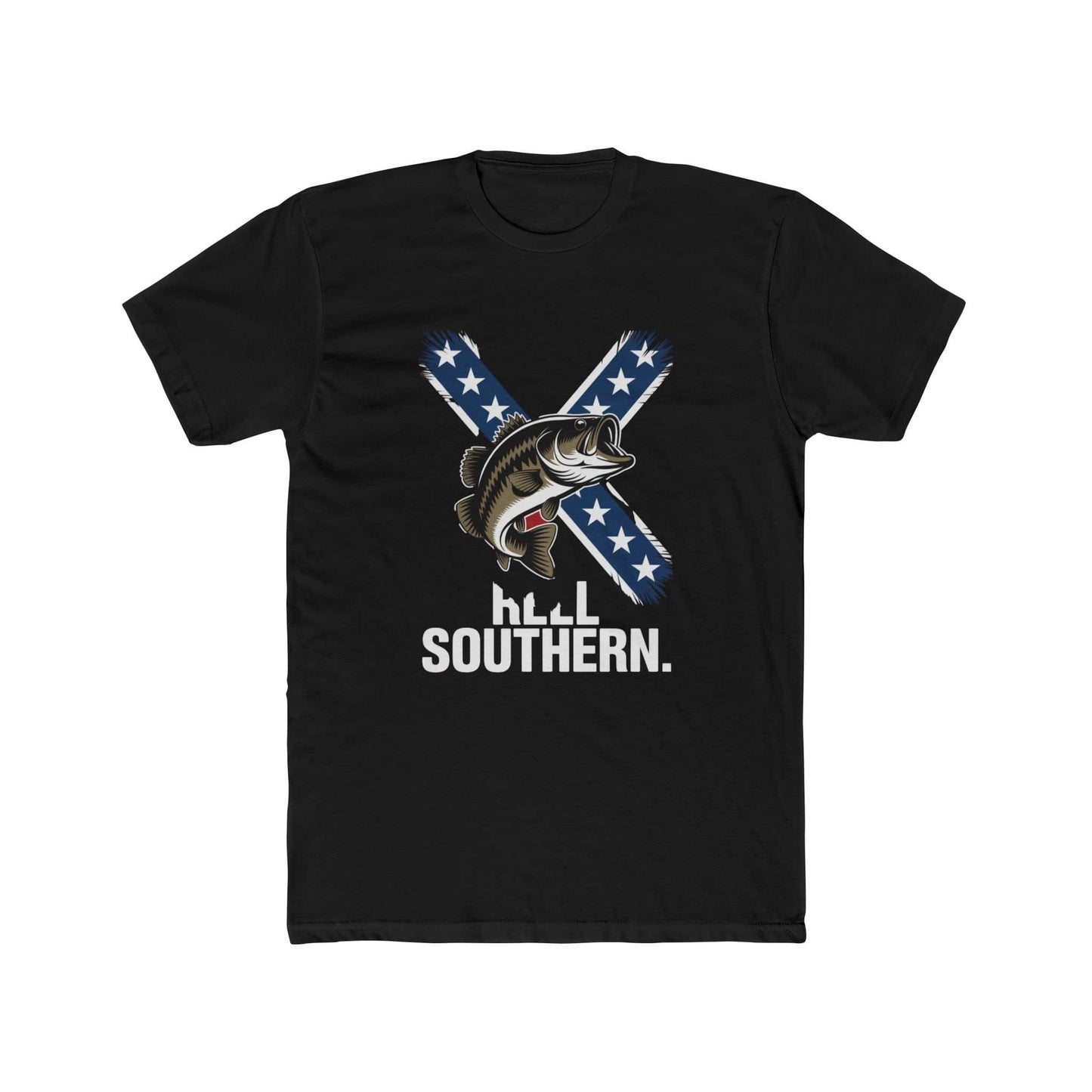 Reel Southern T-Shirt Largemouth Bass Leaping on Distressed Confederate Flag Background - Unique Southern Pride Apparel
