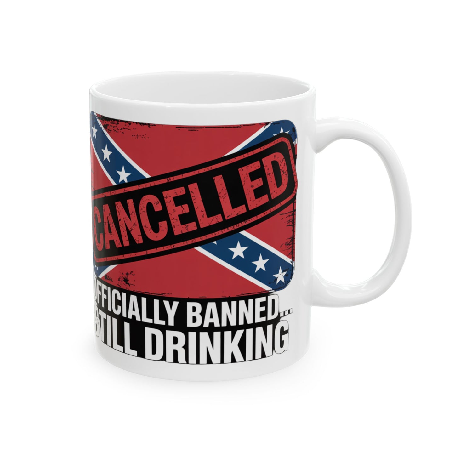 Ceramic Mug — “Cancelled” Distressed Flag Novelty Coffee Mug