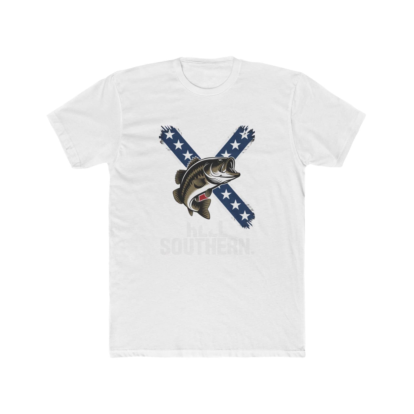 Reel Southern T-Shirt Largemouth Bass Leaping on Distressed Confederate Flag Background - Unique Southern Pride Apparel