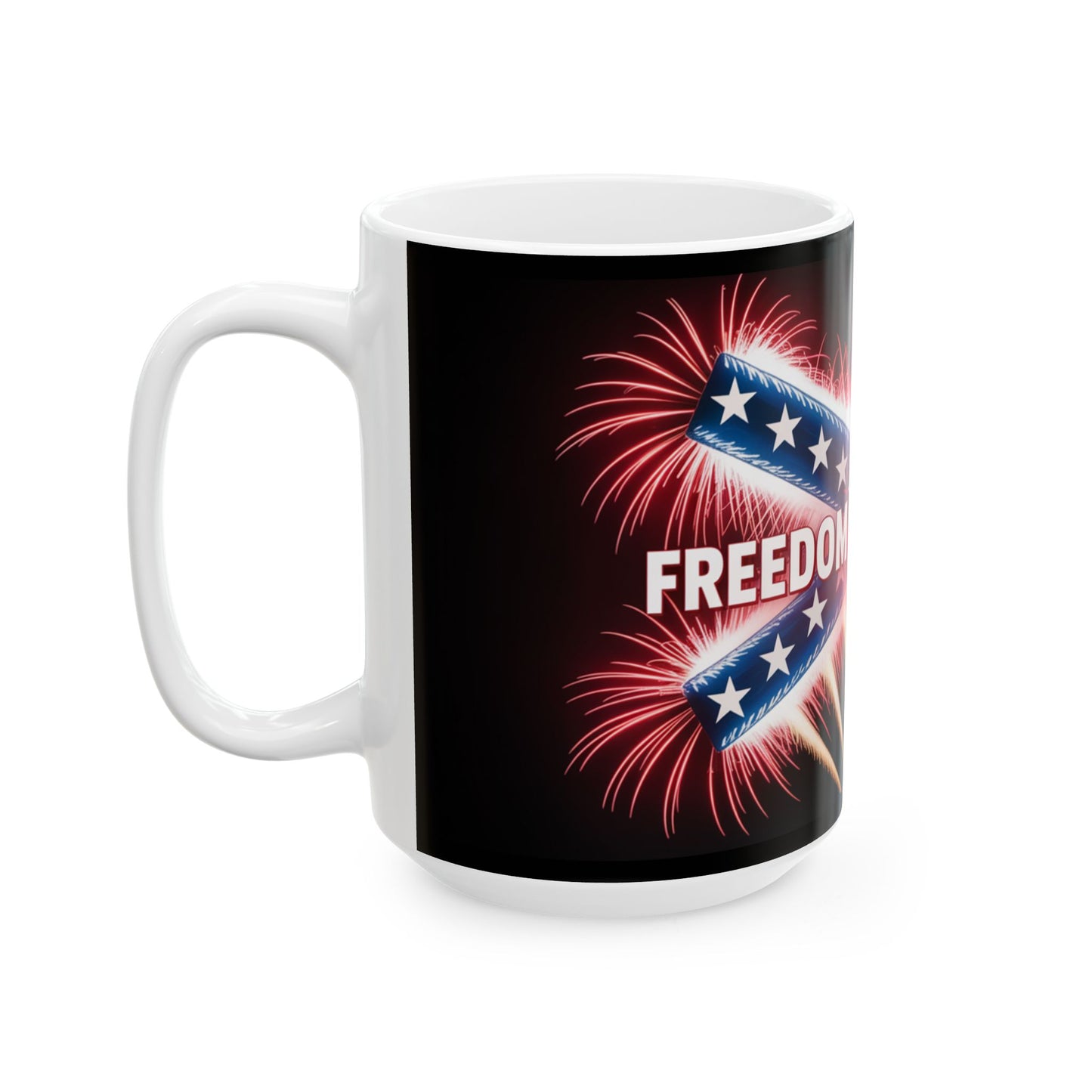 Freedom Boom Y'all Ceramic Mug — Patriotic Fireworks 11oz & 15oz