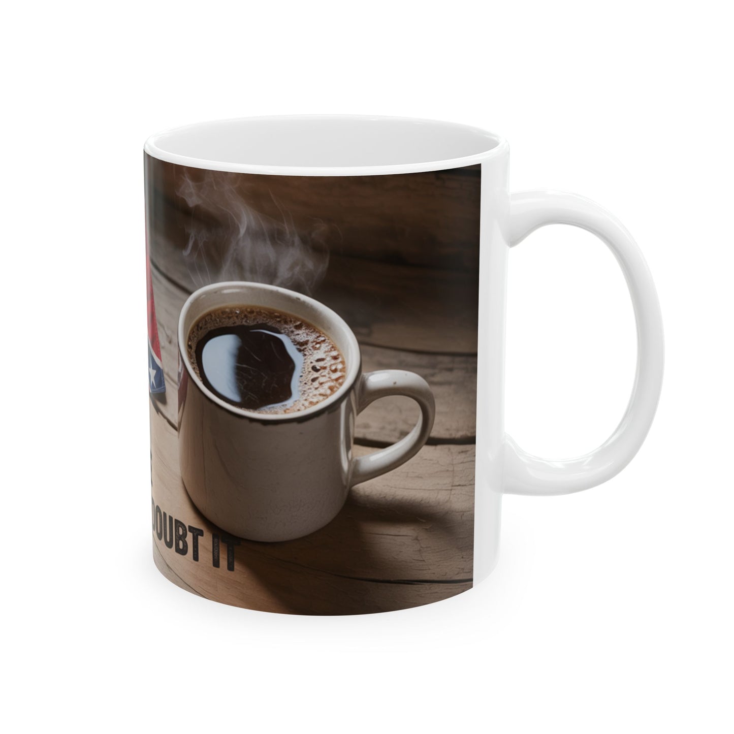 Ceramic Mug — "Offensive? Blame Caffeine" Coffee Mug with Flag Design