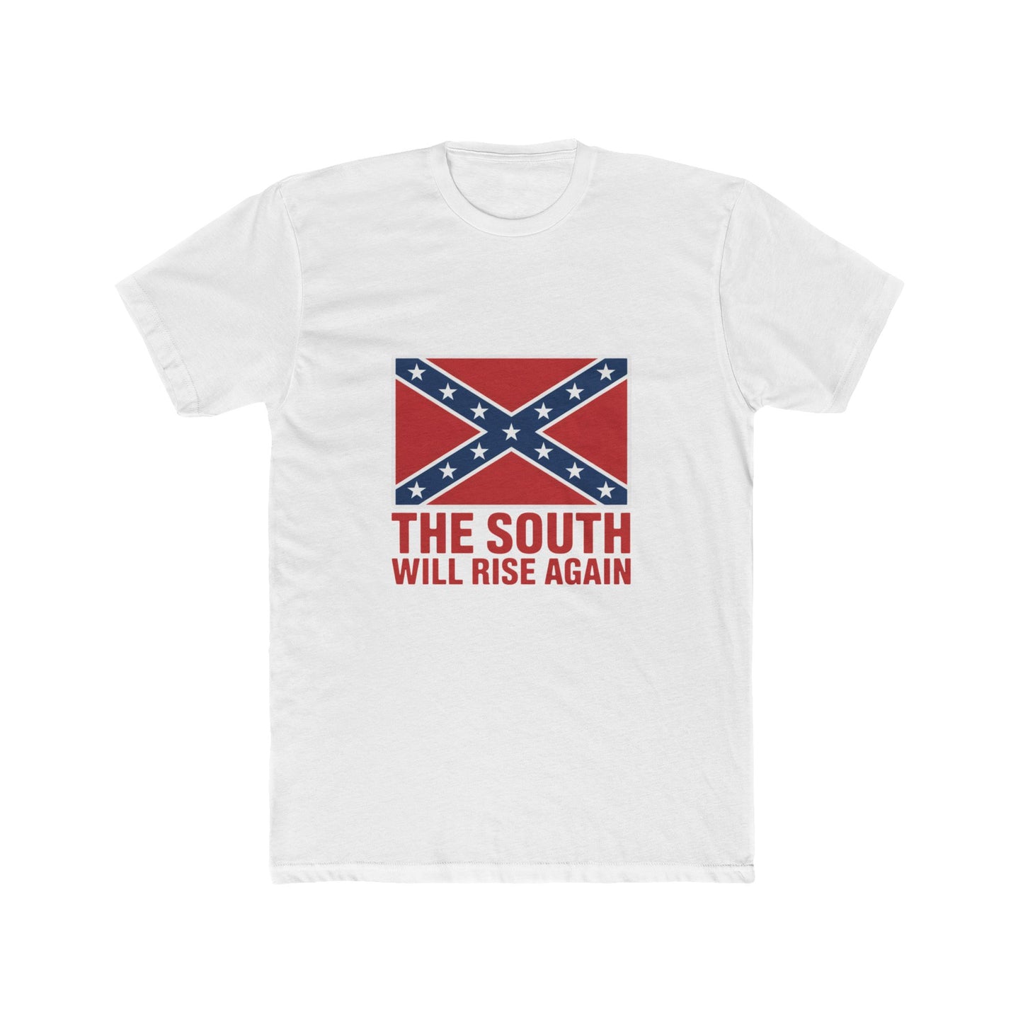 Bold 'The South Will Rise Again' T-Shirt with Vector Confederate Flag - Unisex Cotton Tee for Proud Southerners