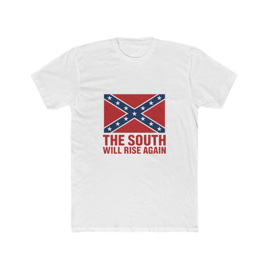 Bold 'The South Will Rise Again' T-Shirt with Vector Confederate Flag - Unisex Cotton Tee for Proud Southerners