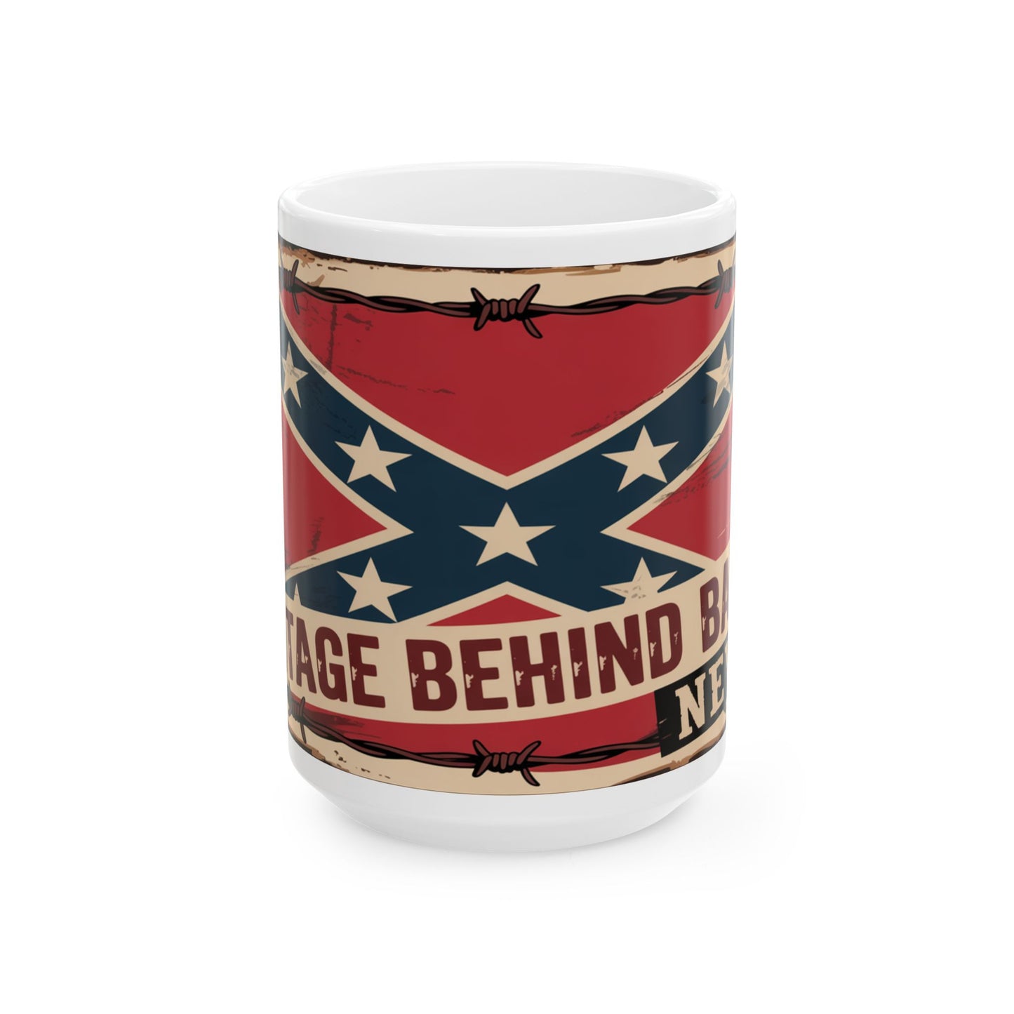 Ceramic Mug — Vintage Confederate Flag 'Heritage Not Hate' Design (11oz, 15oz)
