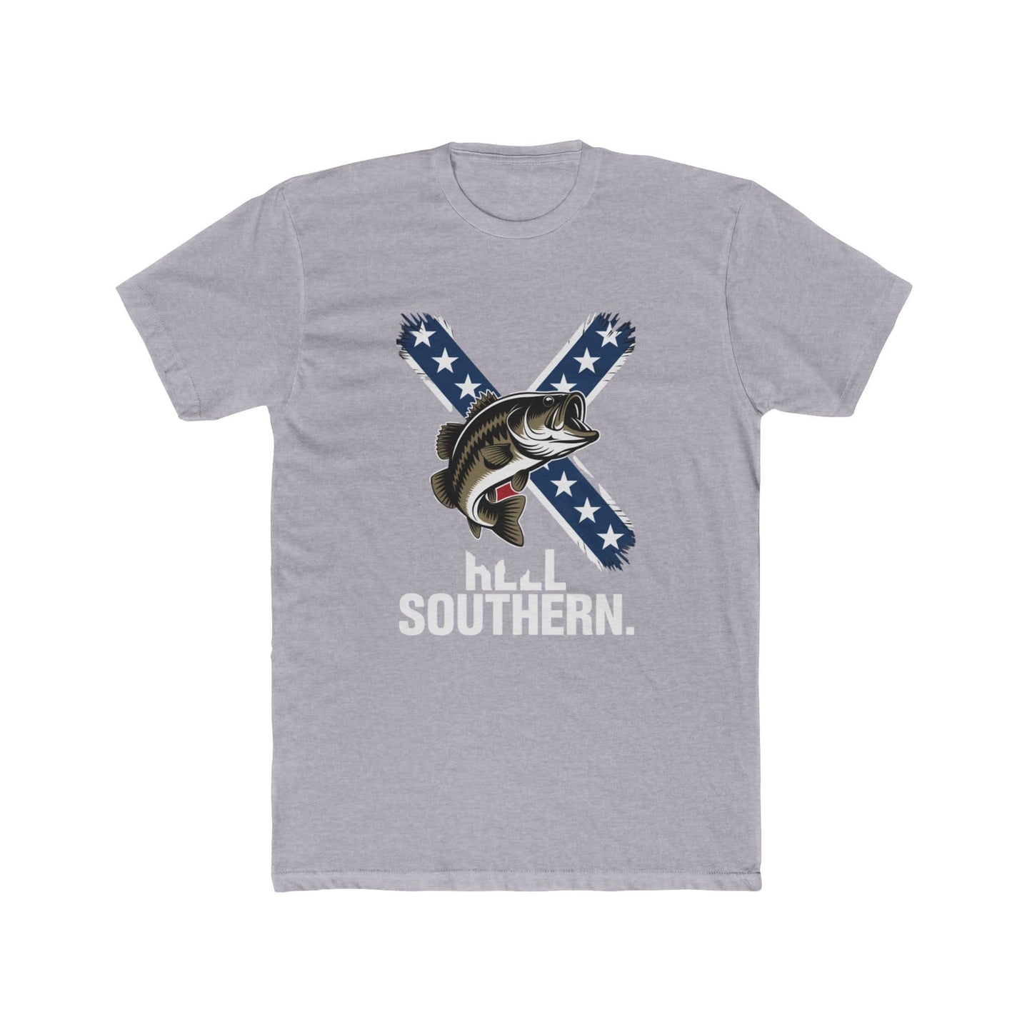 Reel Southern T-Shirt Largemouth Bass Leaping on Distressed Confederate Flag Background - Unique Southern Pride Apparel