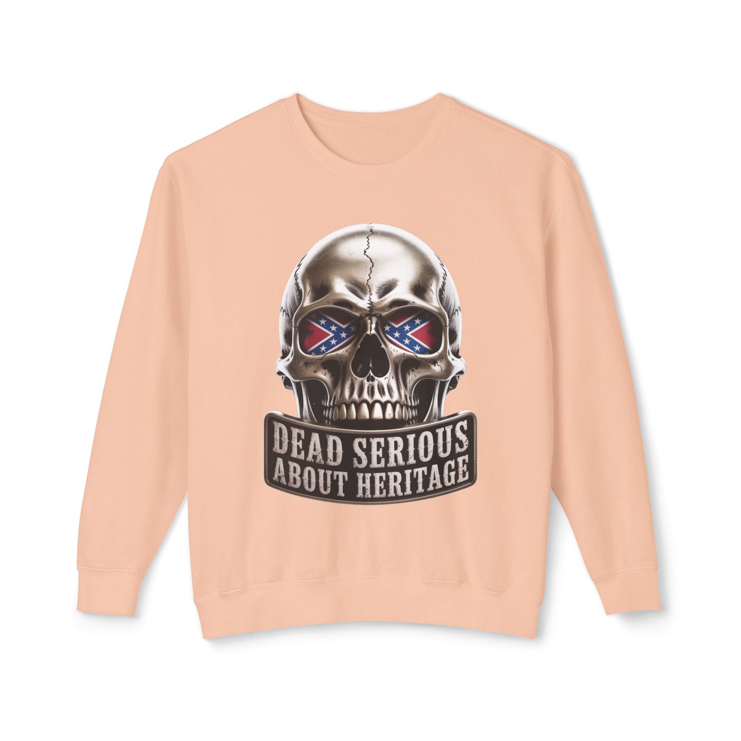 Crewneck Sweatshirt — 'Dead Serious About Heritage' Skull Design