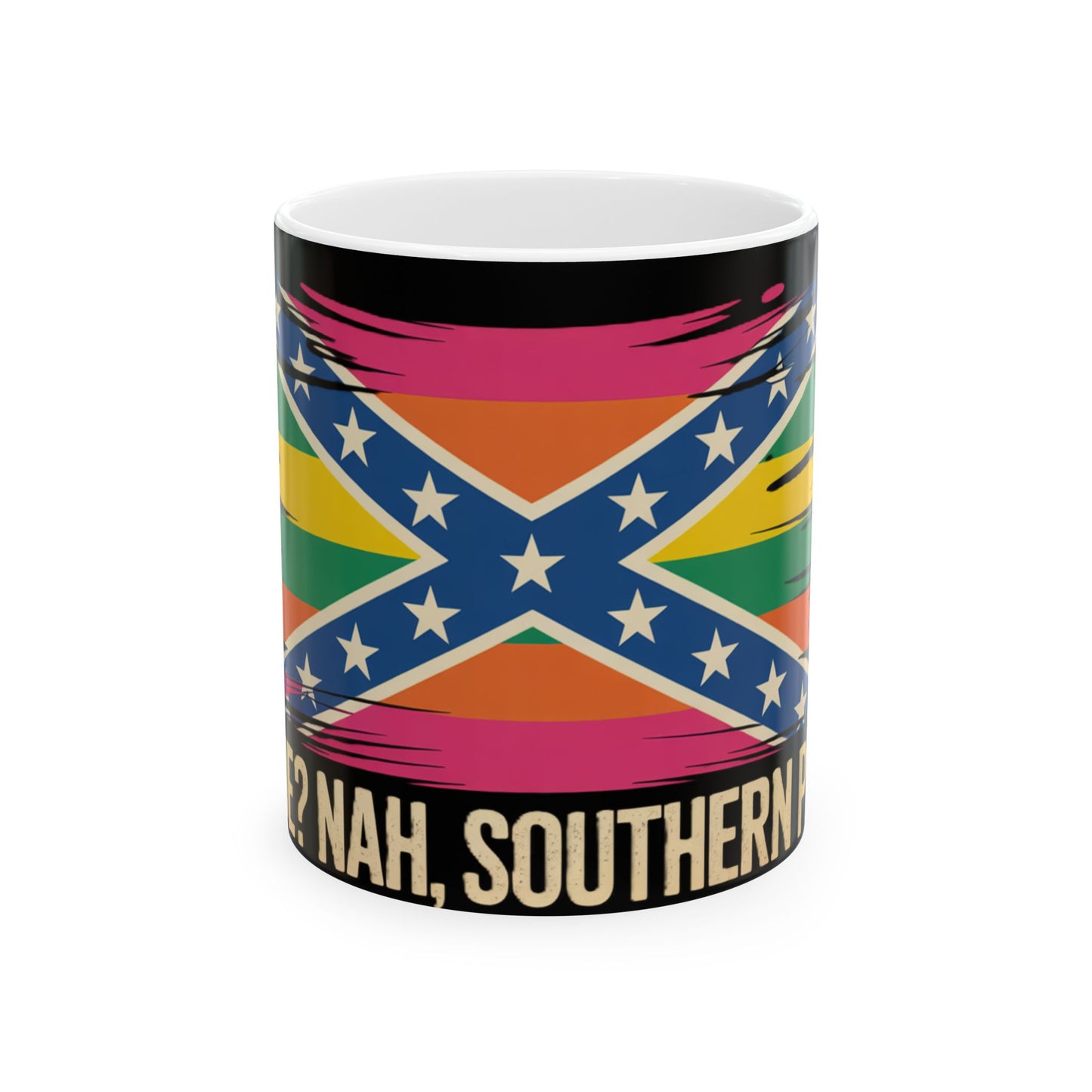 Ceramic Mug — Southern Pride Rainbow Rebel Flag Design (11oz & 15oz)