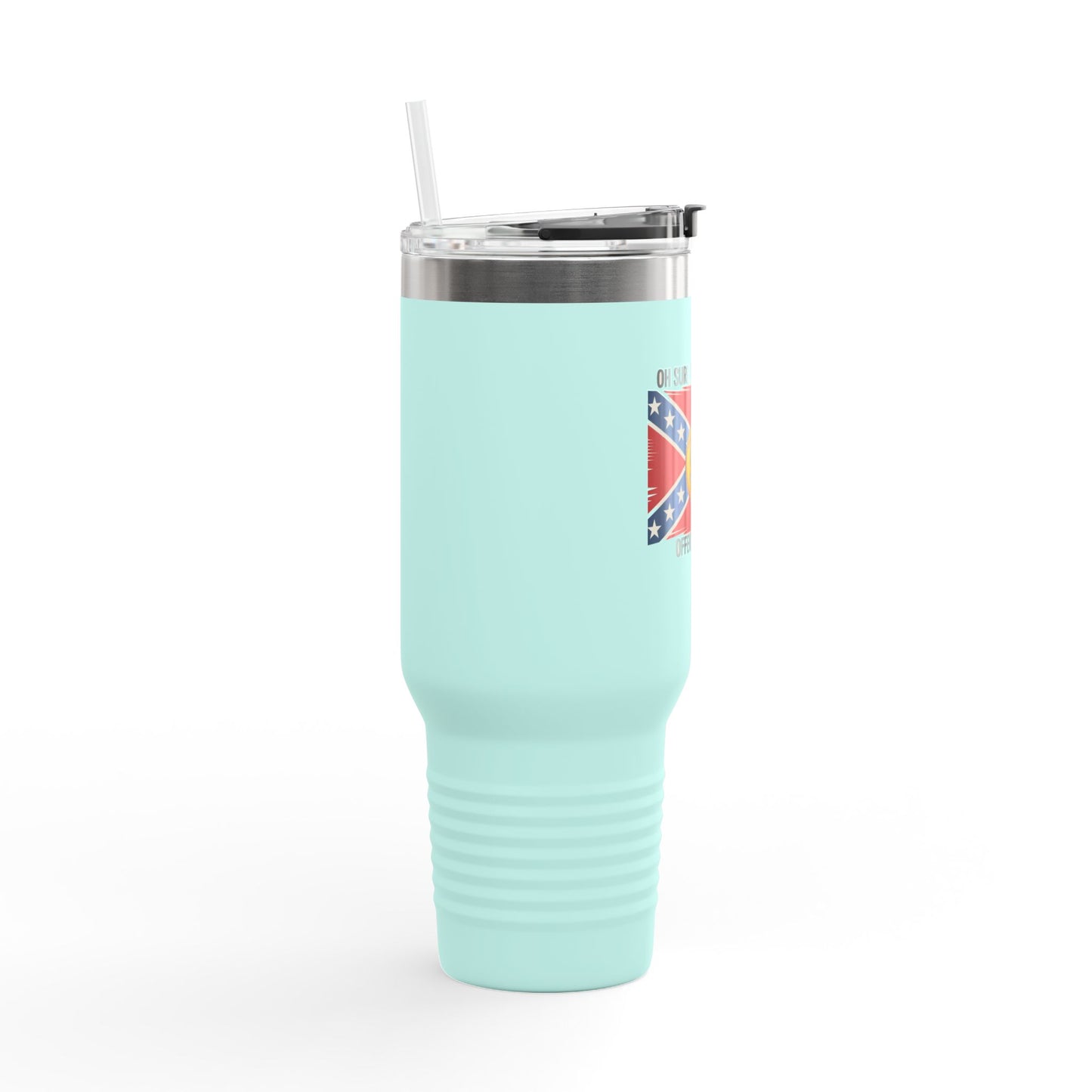 Travel Mug — "Oh Sure, This Tumbler Offends You Too" Emoji Flag 40oz Insulated Tumbler
