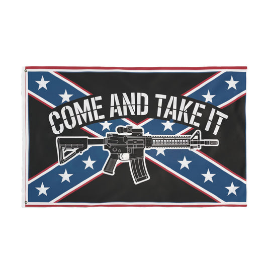 AR-Style 'Come And Take It' Double-Sided Flag — Confederate Background
