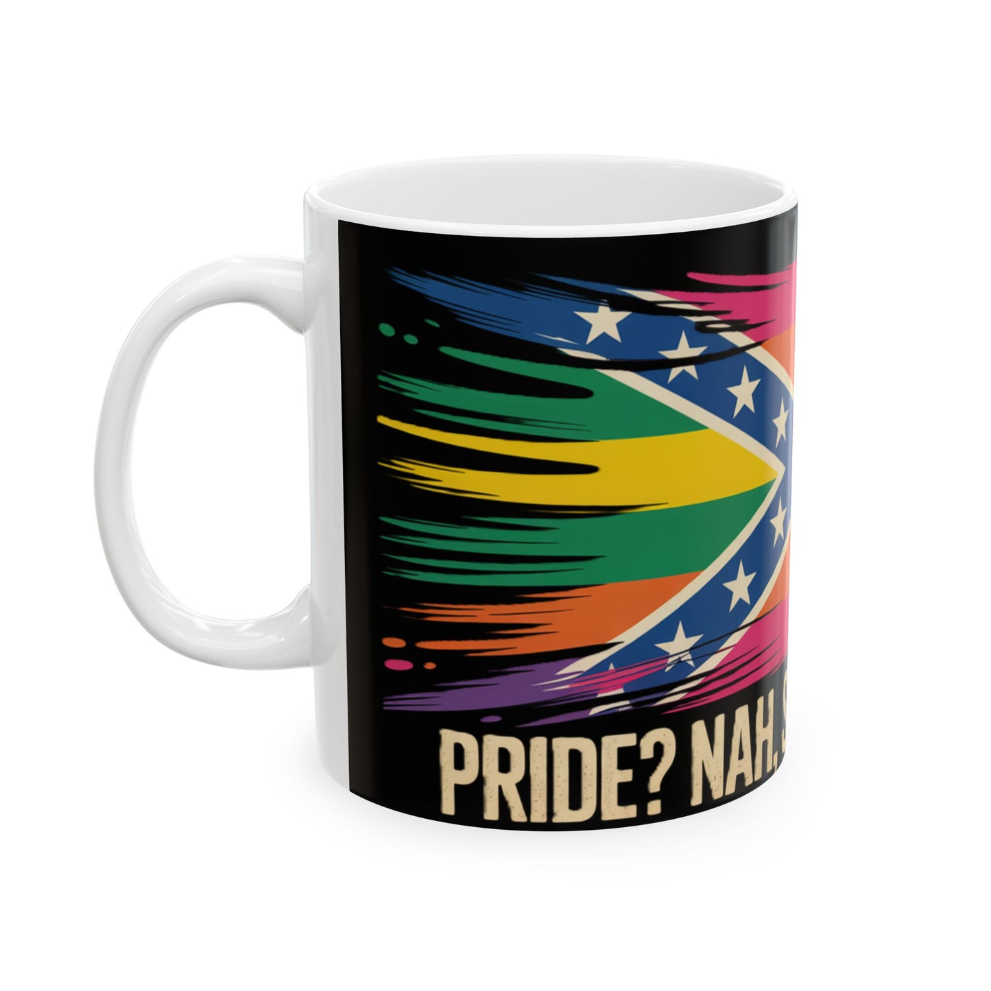 Ceramic Mug — Southern Pride Rainbow Rebel Flag Design (11oz & 15oz)