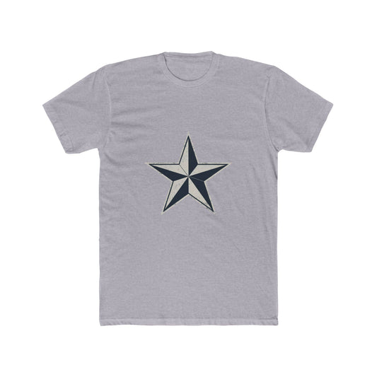 Vintage Distressed White Star T-Shirt on Navy Blue - Classic Retro Minimalist Apparel for Everyone