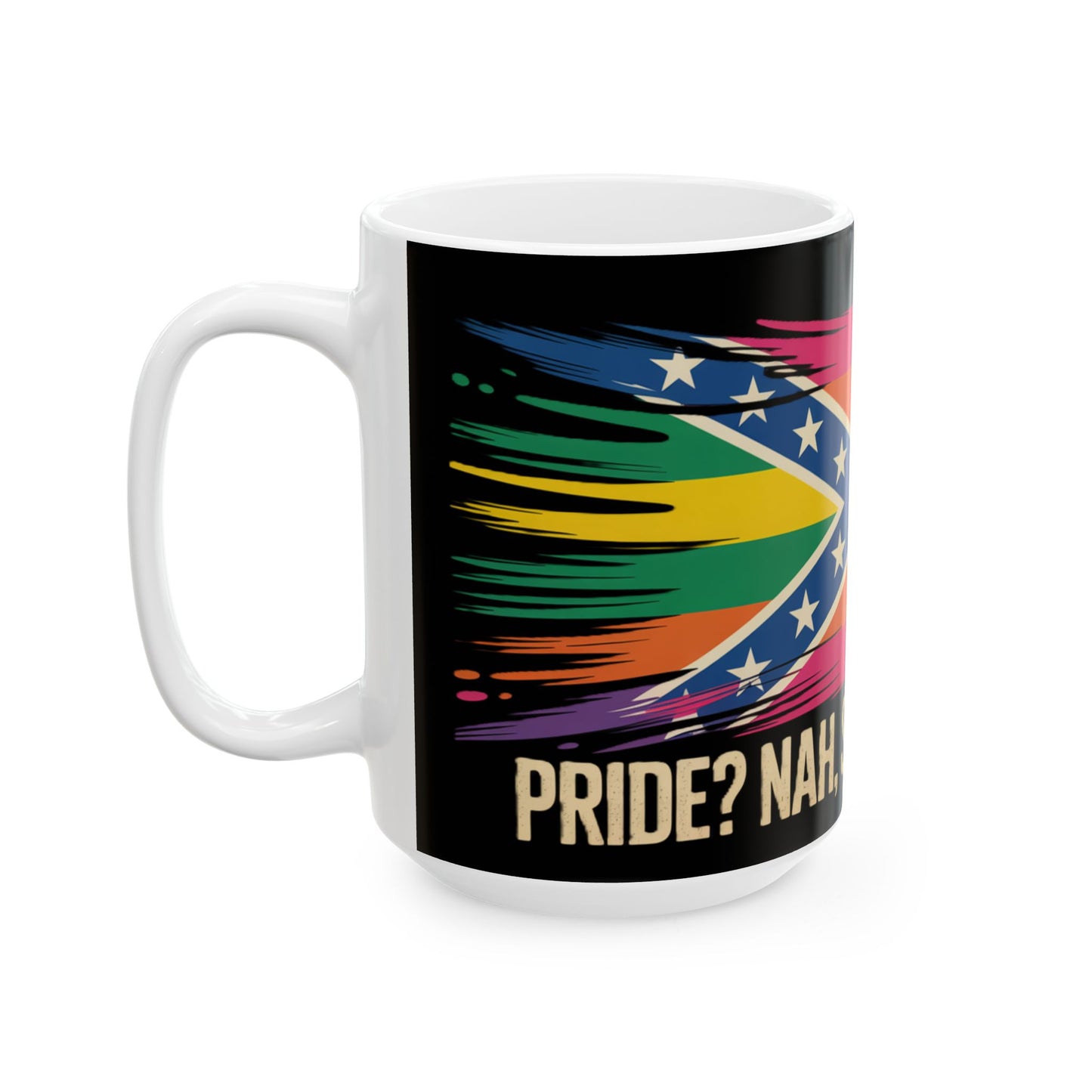 Ceramic Mug — Southern Pride Rainbow Rebel Flag Design (11oz & 15oz)