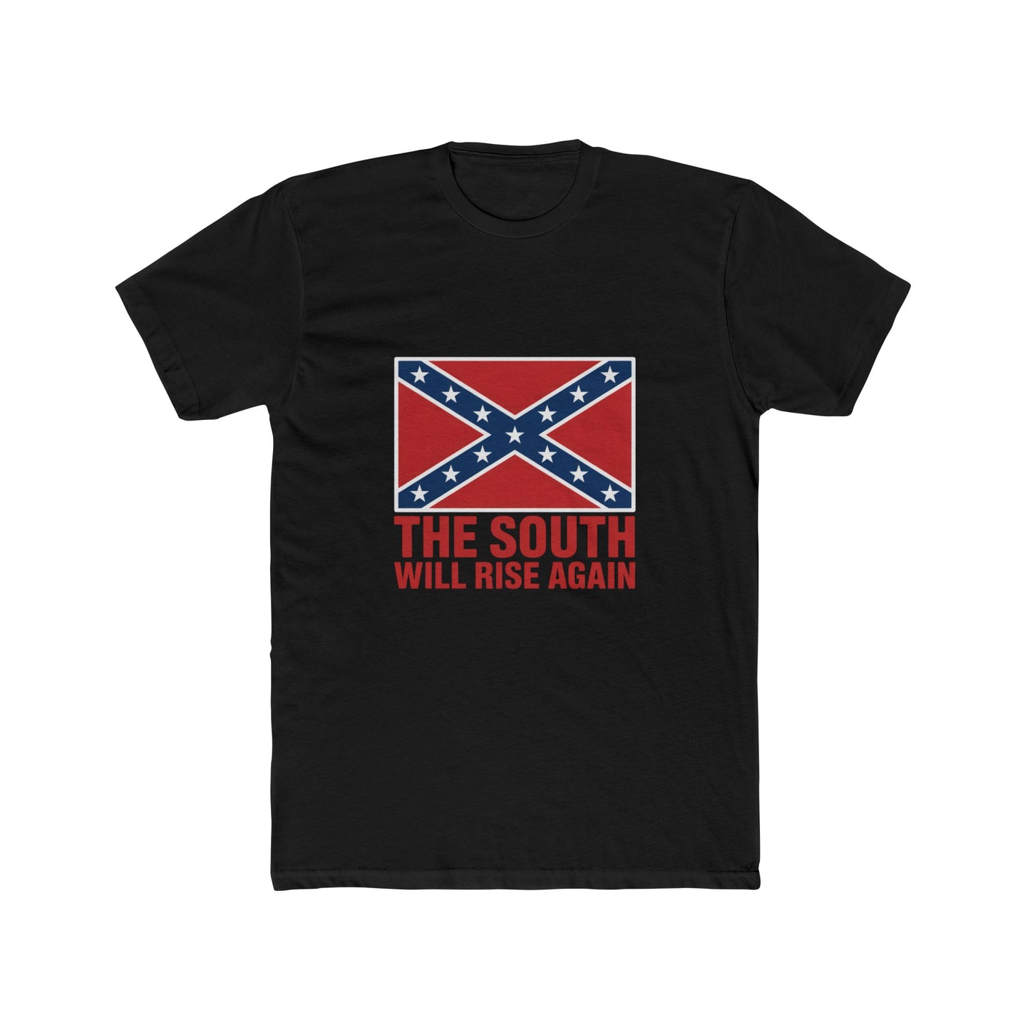 Bold 'The South Will Rise Again' T-Shirt with Vector Confederate Flag - Unisex Cotton Tee for Proud Southerners