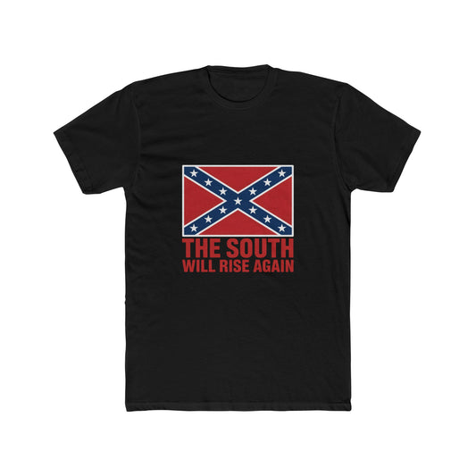 Bold 'The South Will Rise Again' T-Shirt with Vector Confederate Flag - Unisex Cotton Tee for Proud Southerners