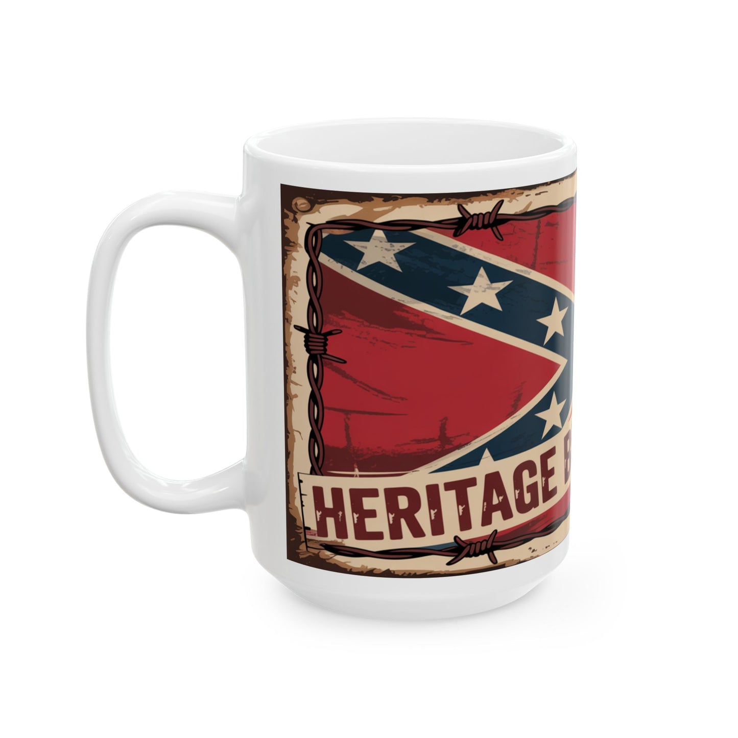 Ceramic Mug — Vintage Confederate Flag 'Heritage Not Hate' Design (11oz, 15oz)