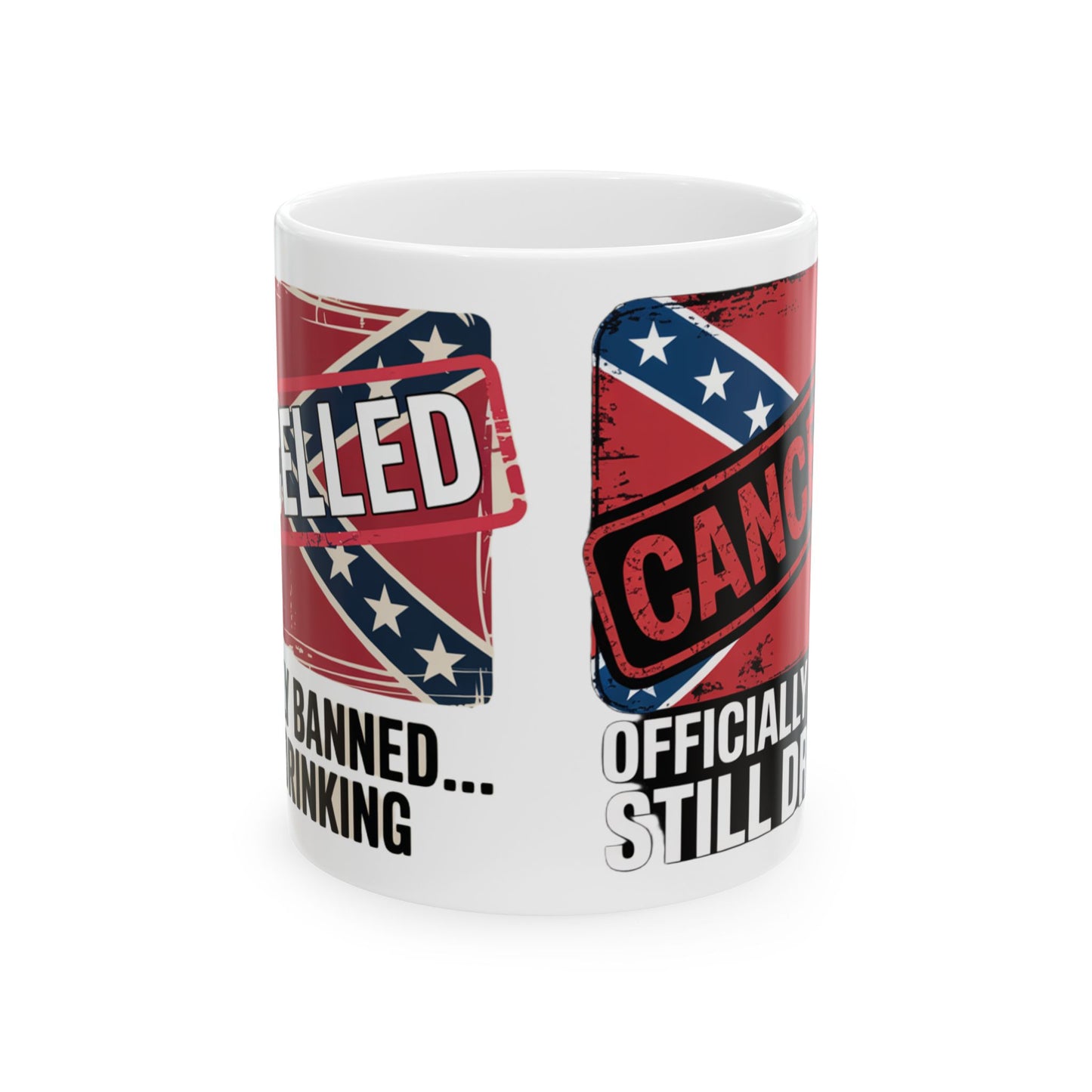 Ceramic Mug — “Cancelled” Distressed Flag Novelty Coffee Mug