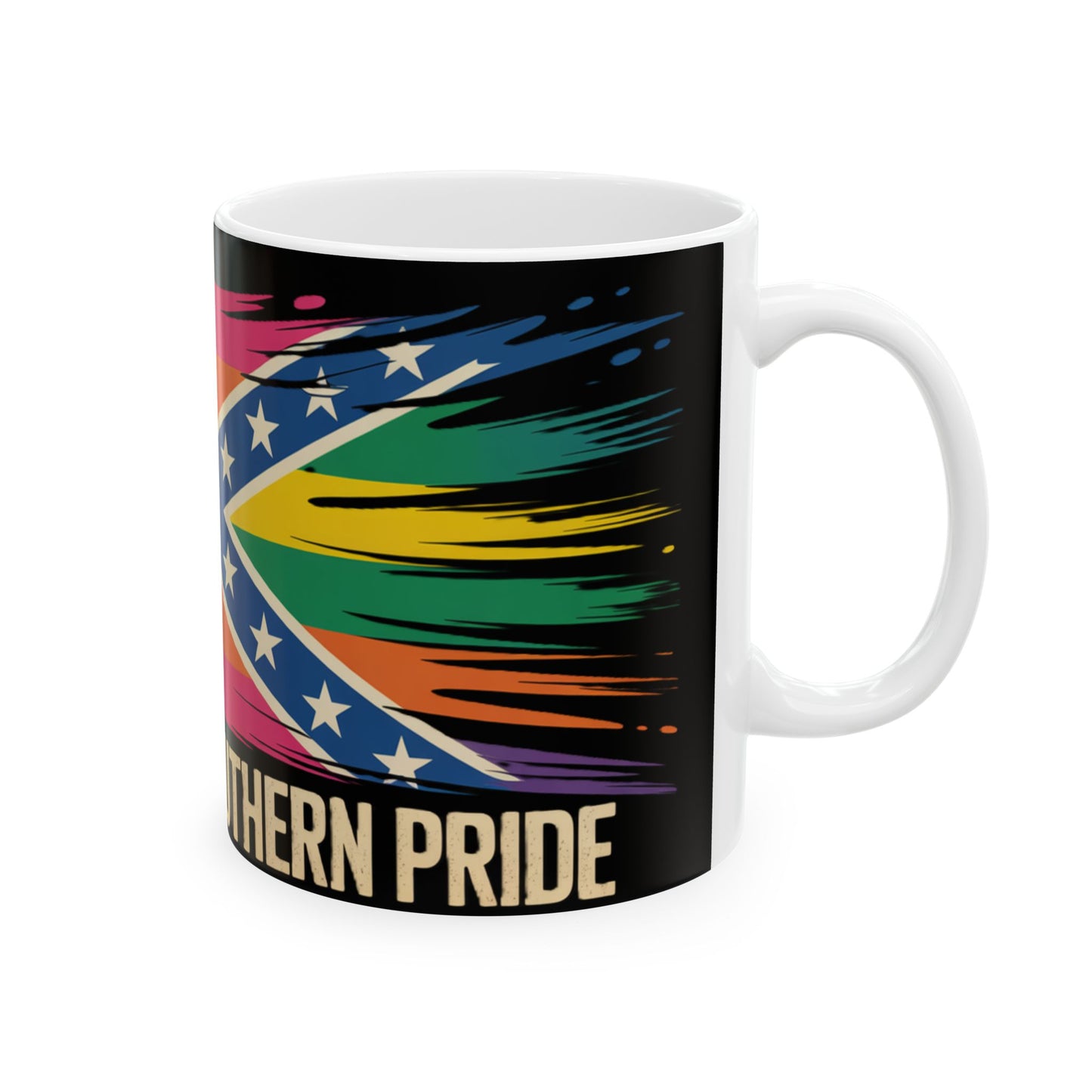 Ceramic Mug — Southern Pride Rainbow Rebel Flag Design (11oz & 15oz)