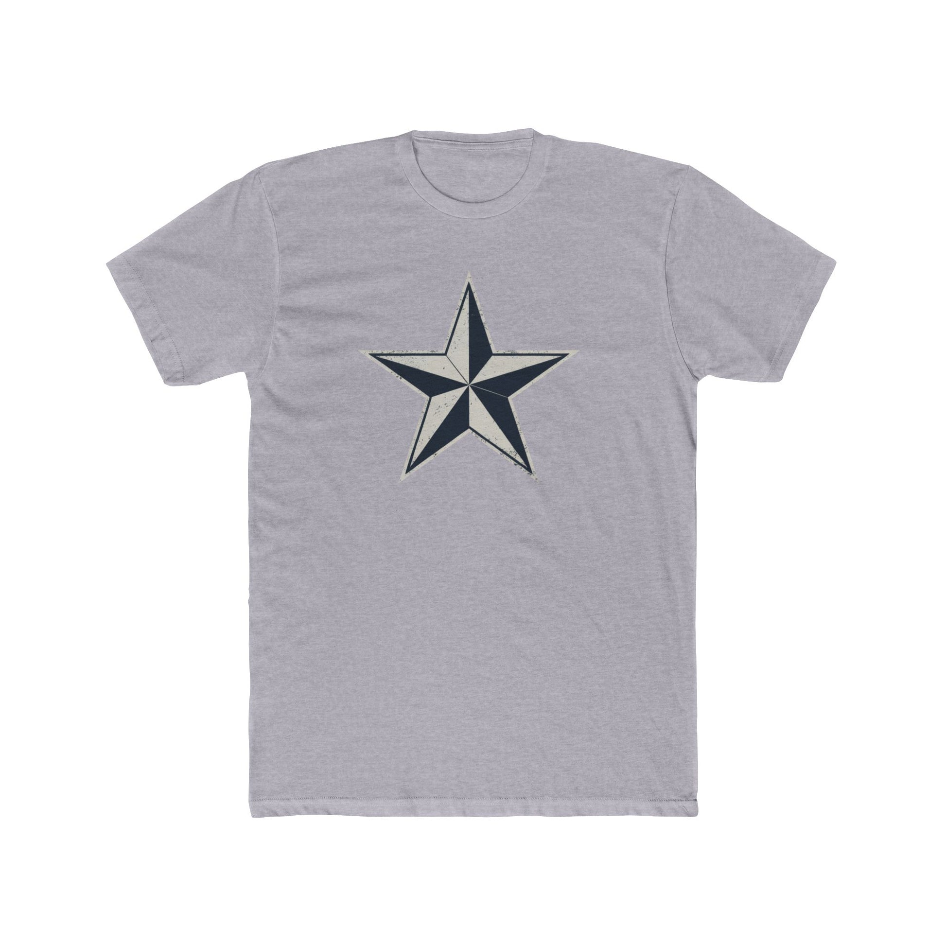 Bonnie Blue Flag t-shirt with vintage black and white star design on gray fabric