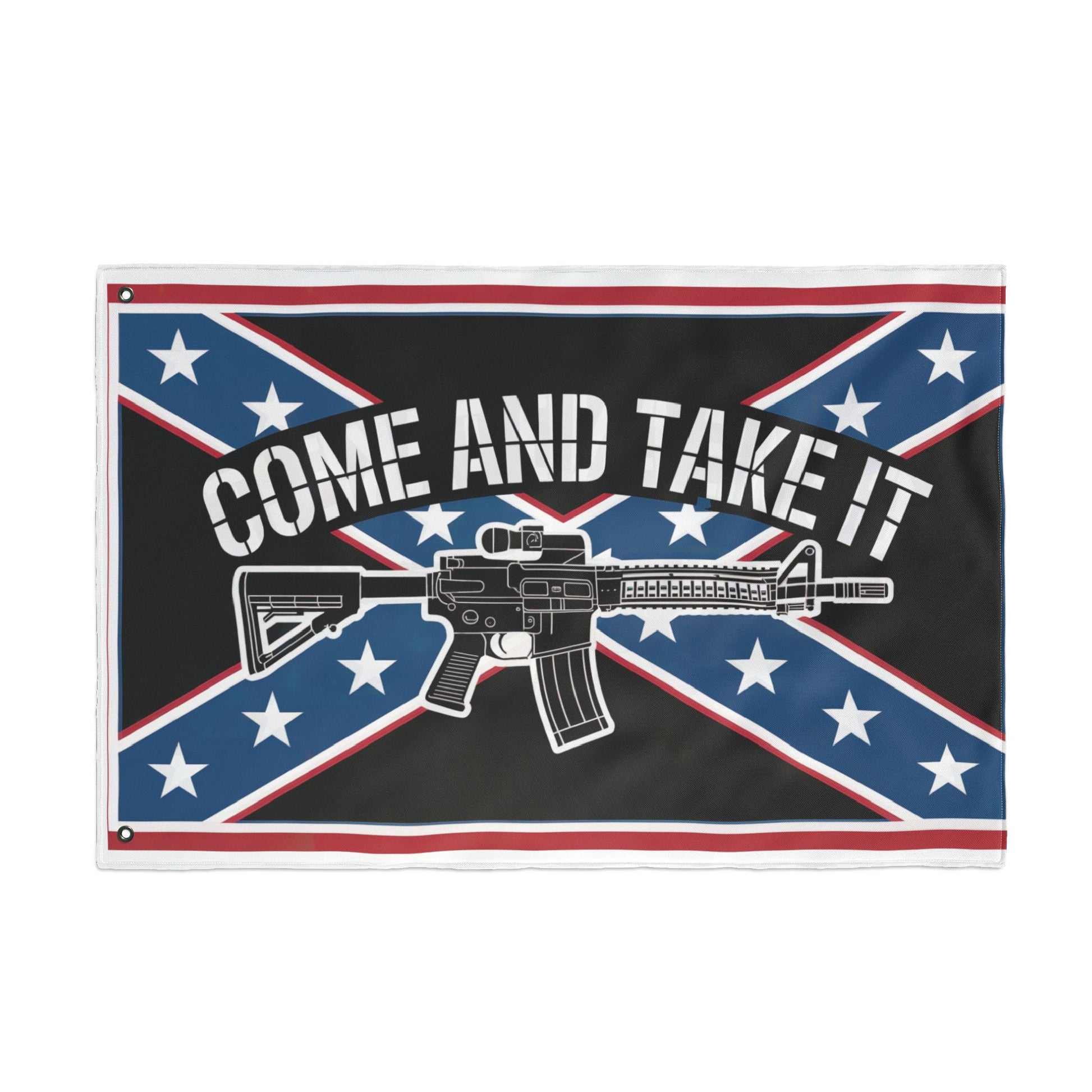 home decor flag with Come and Take It Confederate flag design featuring a rifle and stars