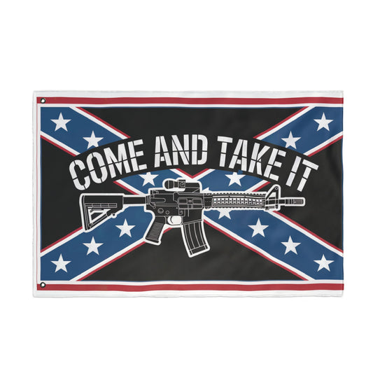 home decor flag with Come and Take It Confederate flag design featuring a rifle and stars