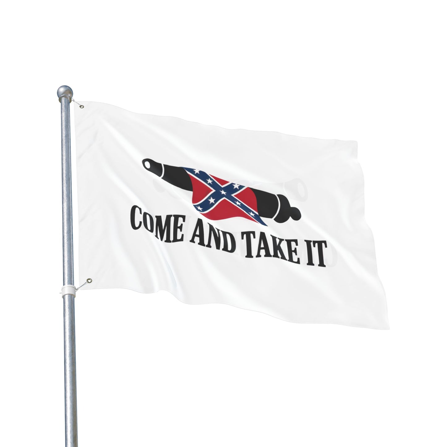 rebel flag Come and Take It flag with cannon and text on white background for home decor