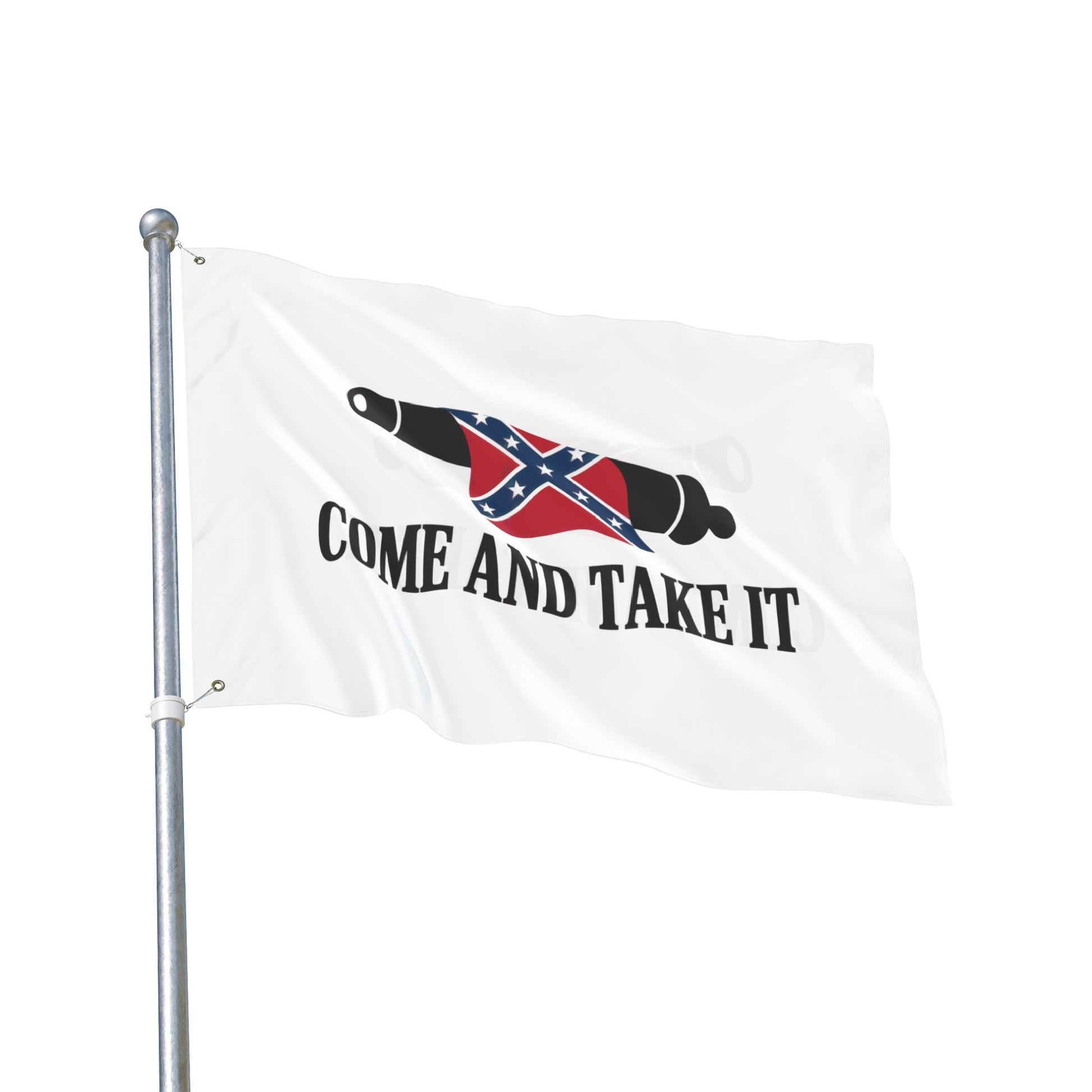 rebel flag Come and Take It flag with cannon and text on white background for home decor