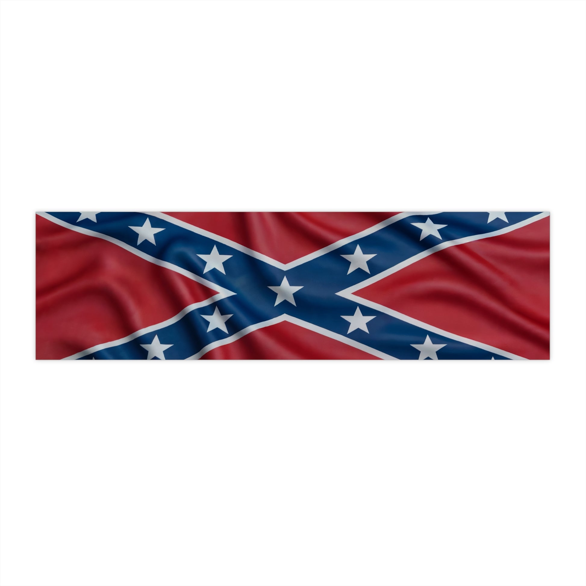 Printed Confederate flag bumper sticker with vibrant colors on paper product 