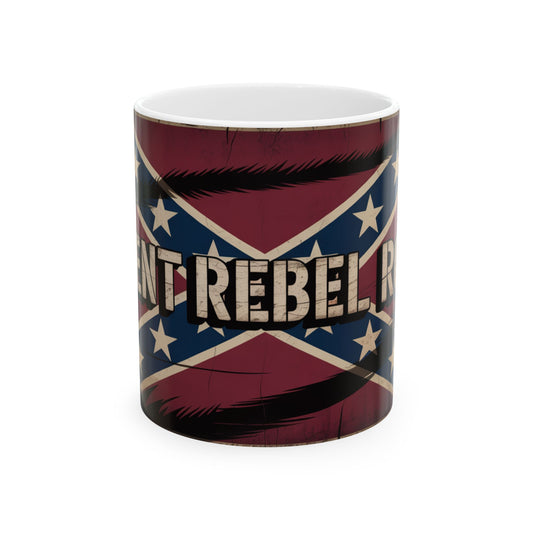 Confederate flag coffee mug with vintage rebel design and distressed print