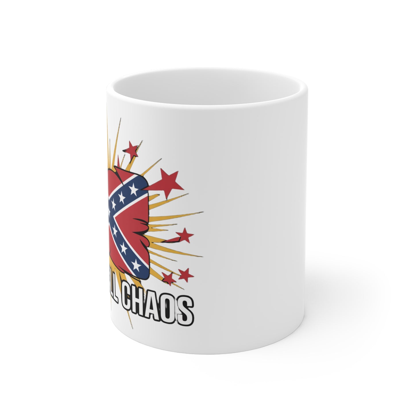 White confederate flag coffee mug from with a heart and star design