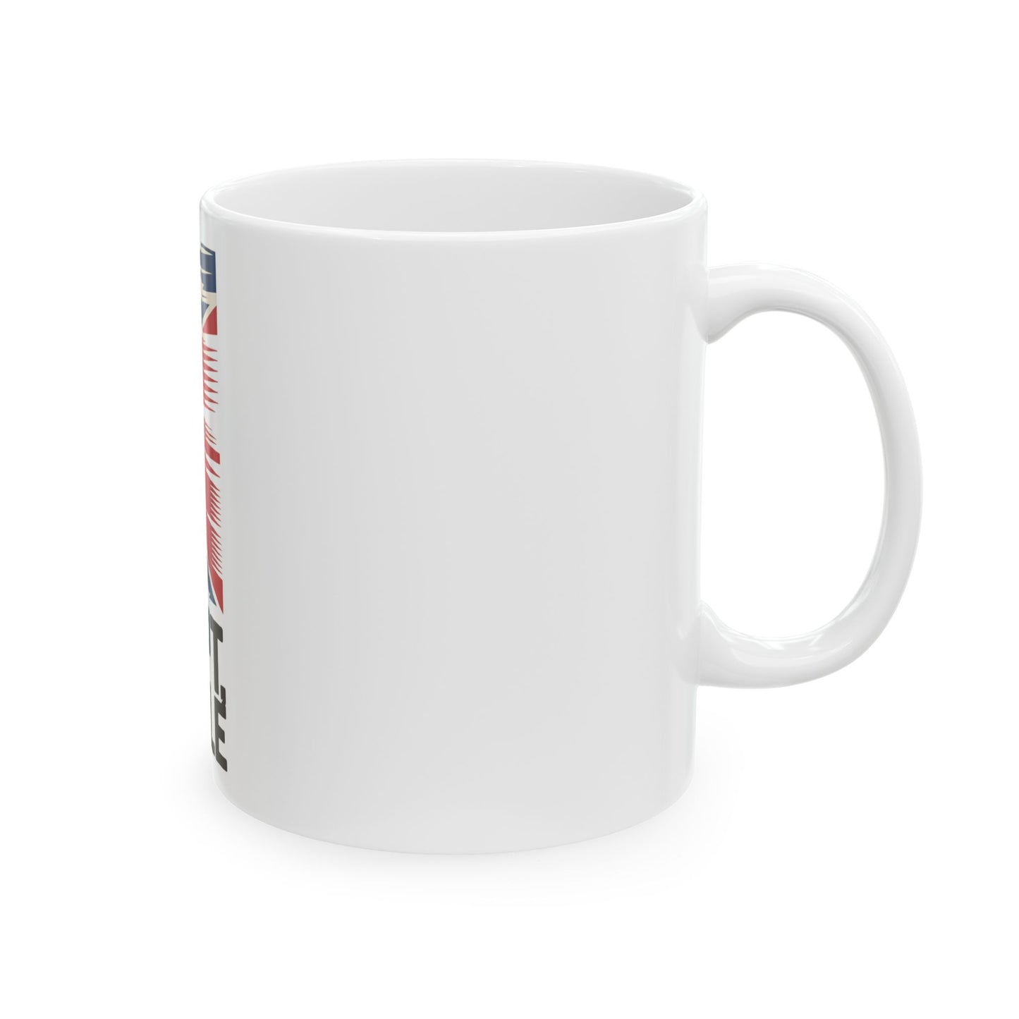 White ceramic Confederate flag coffee mug  with handle and partial flag design