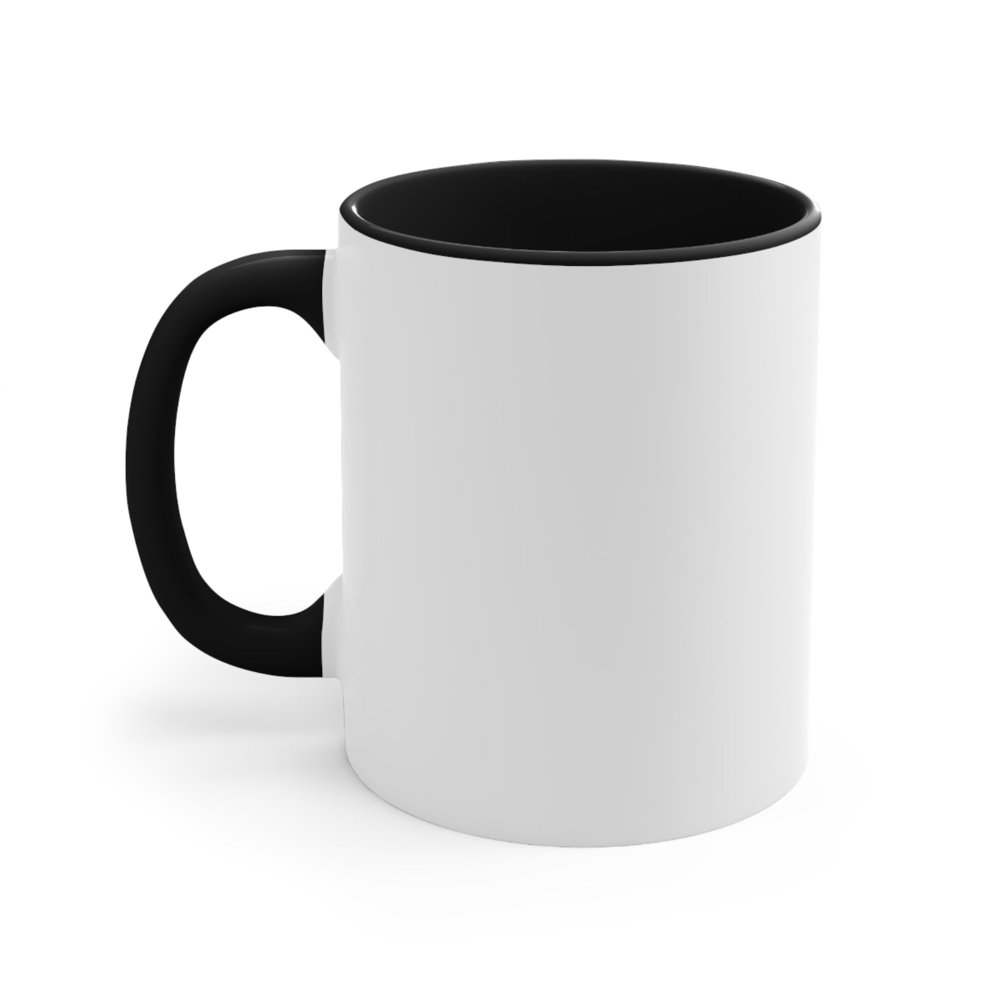 White ceramic mug with black handle and interior on white background Confederate flag mug