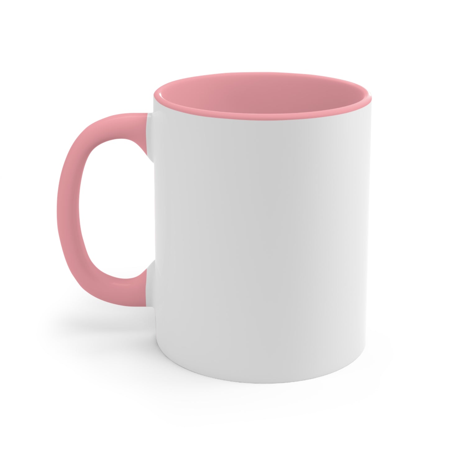 White mug with pink handle and interior from blank for customized Confederate flag mug design