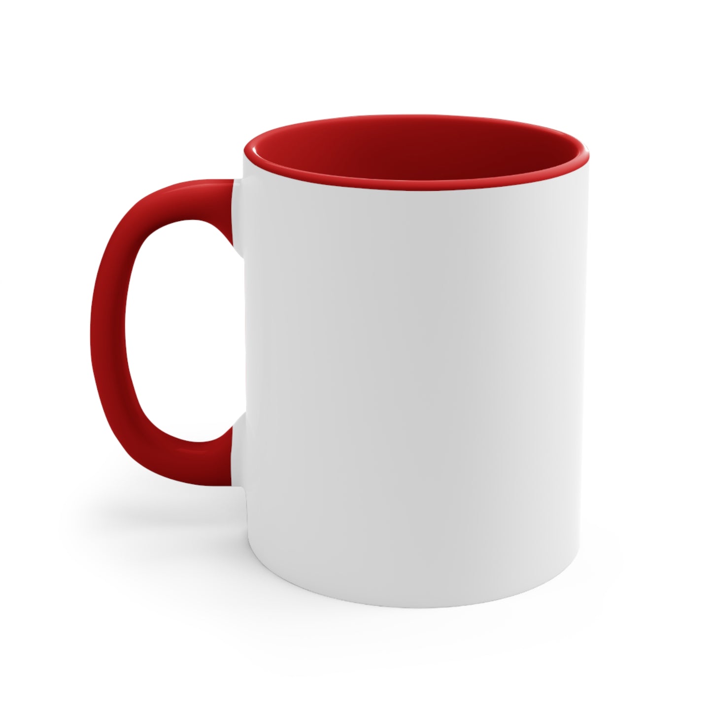 White mug with red handle and interior, perfect for a Confederate flag mug design