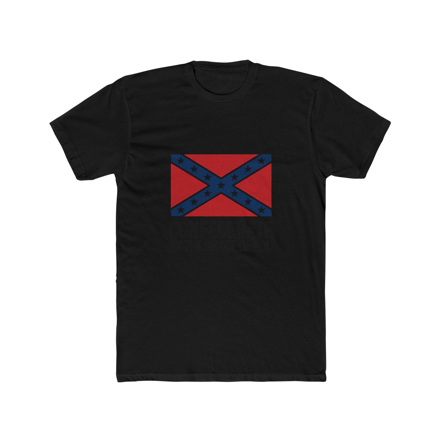 Black t-shirt featuring a bold Confederate flag t-shirt design on the front