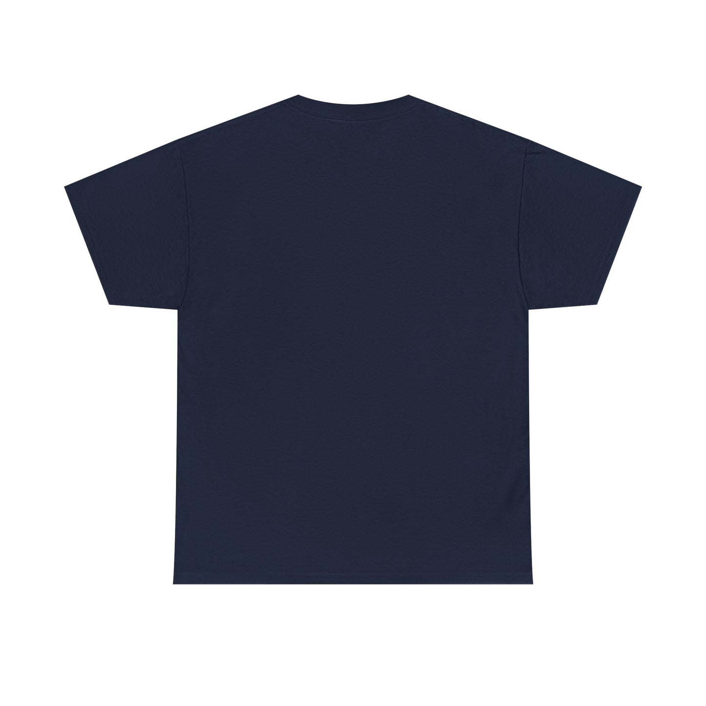 Back view of plain navy blue t-shirt without design or print