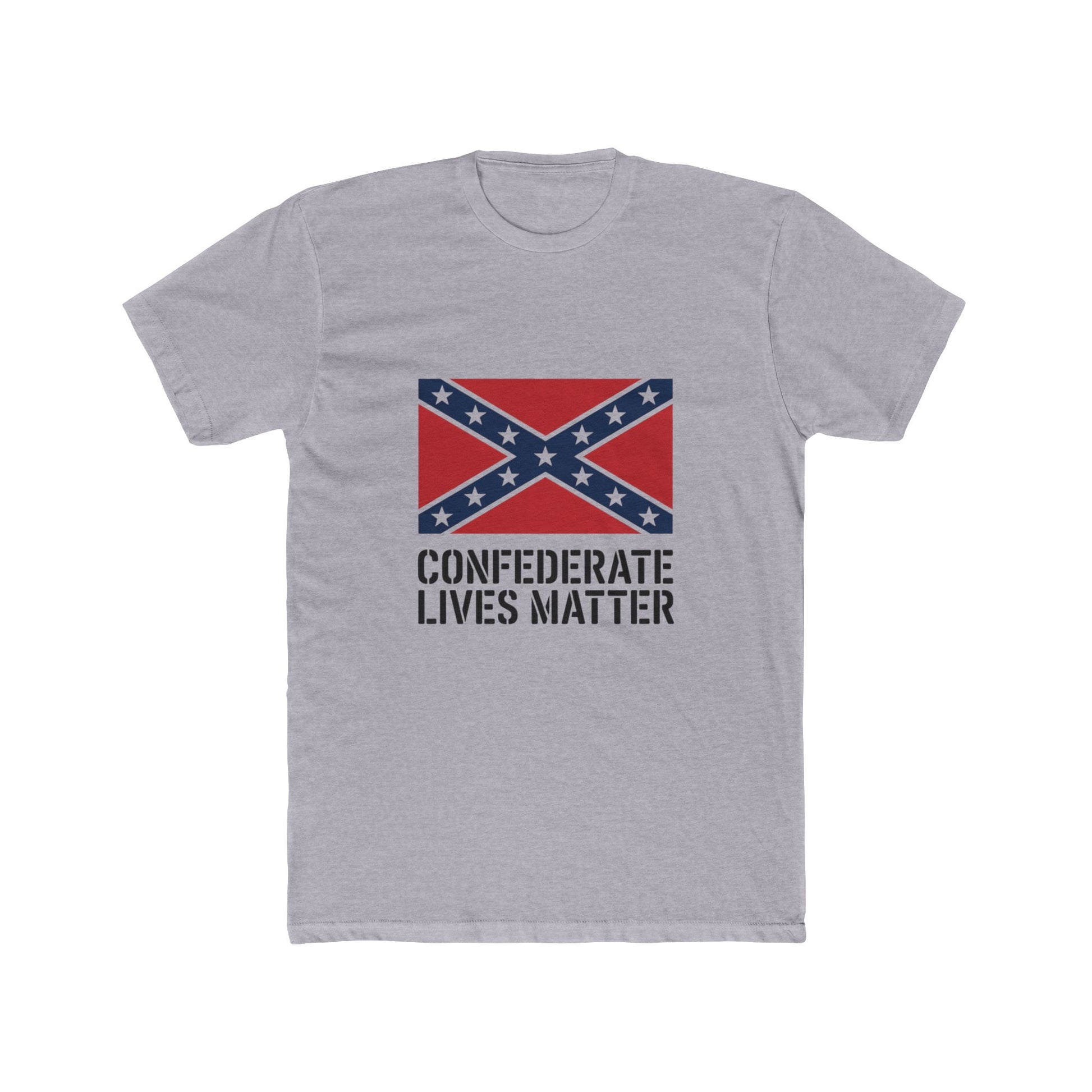 Gray Confederate Lives Matter T-shirt featuring a Confederate flag graphic and bold text