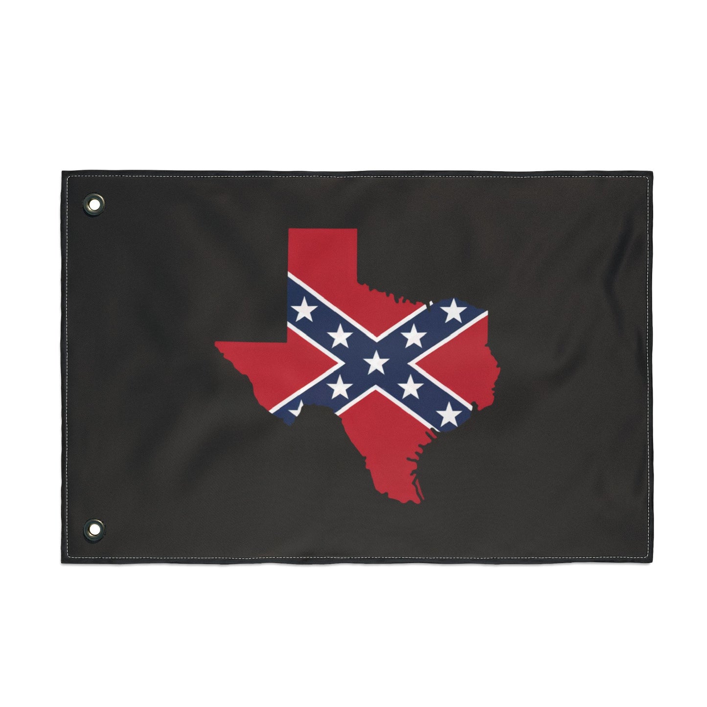 Confederate Texas outdoor flag with red, blue, and white design on black background for home decor
