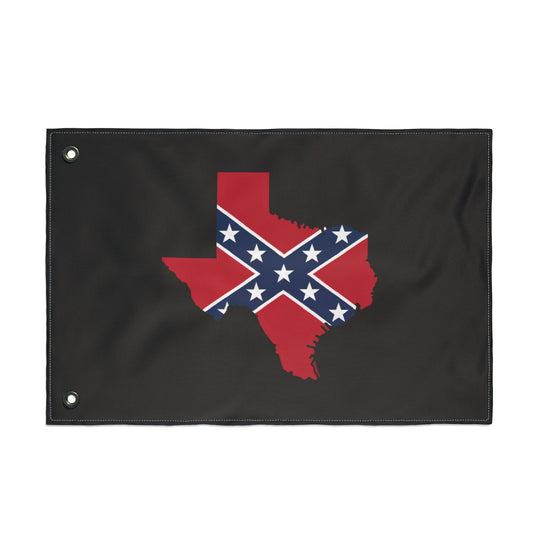 Confederate Texas outdoor flag with red, blue, and white design on black background for home decor