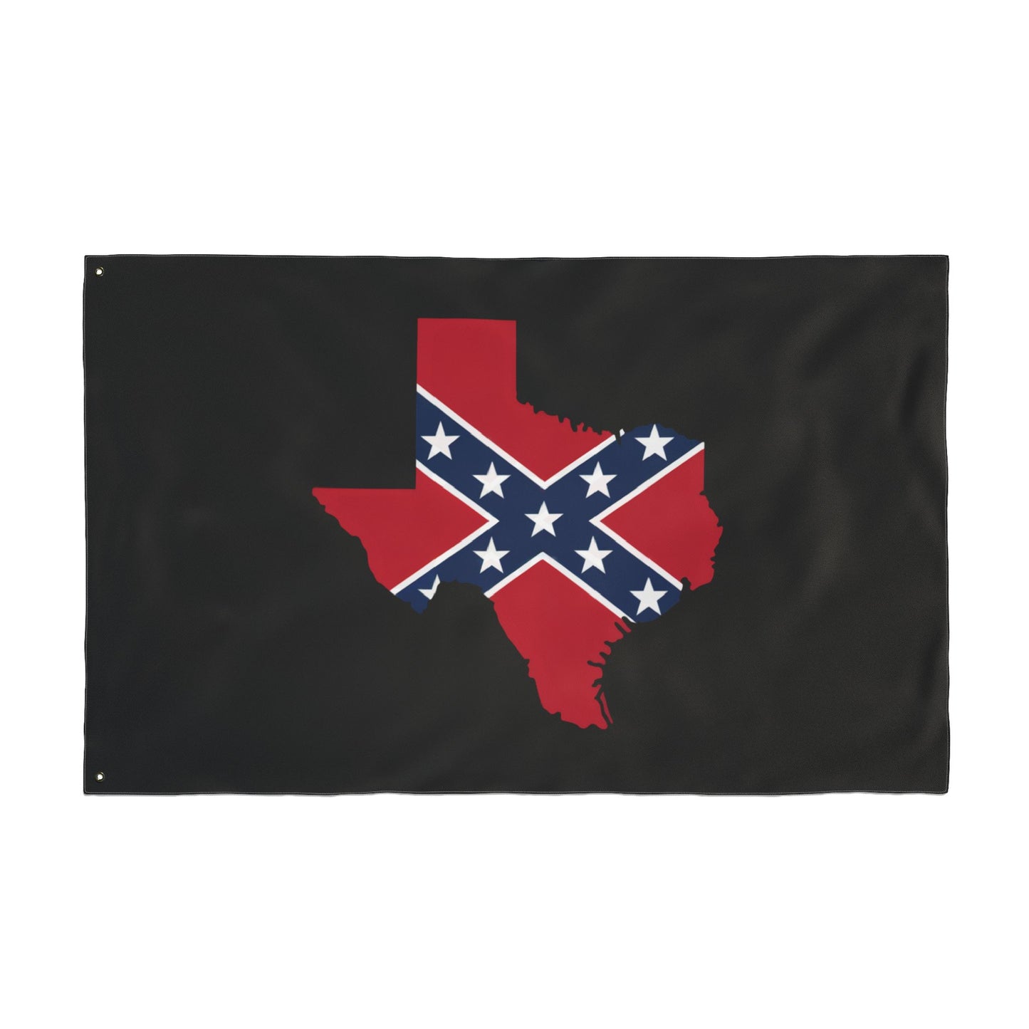 Confederate Texas outdoor flag with Texas state shape and Confederate design on black background