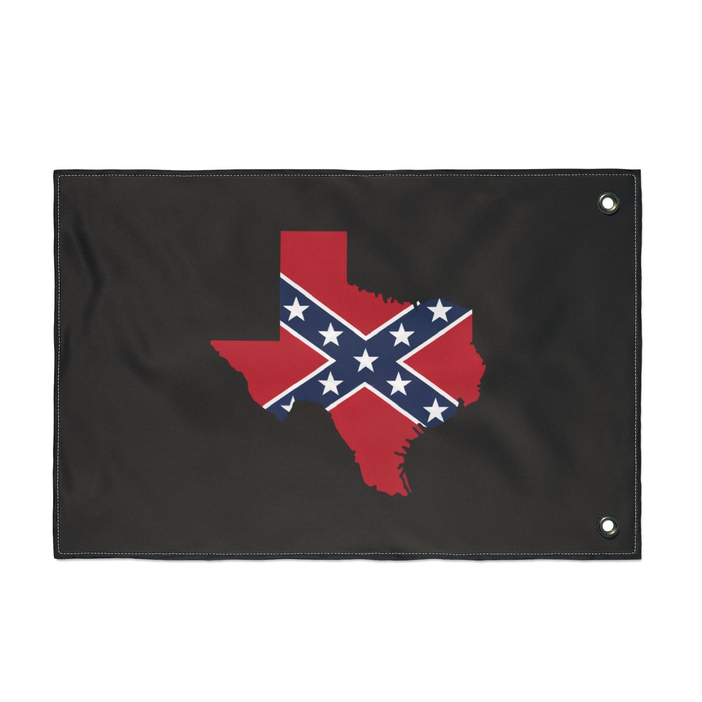 Confederate Texas outdoor flag with state shape and Confederate battle design on black background