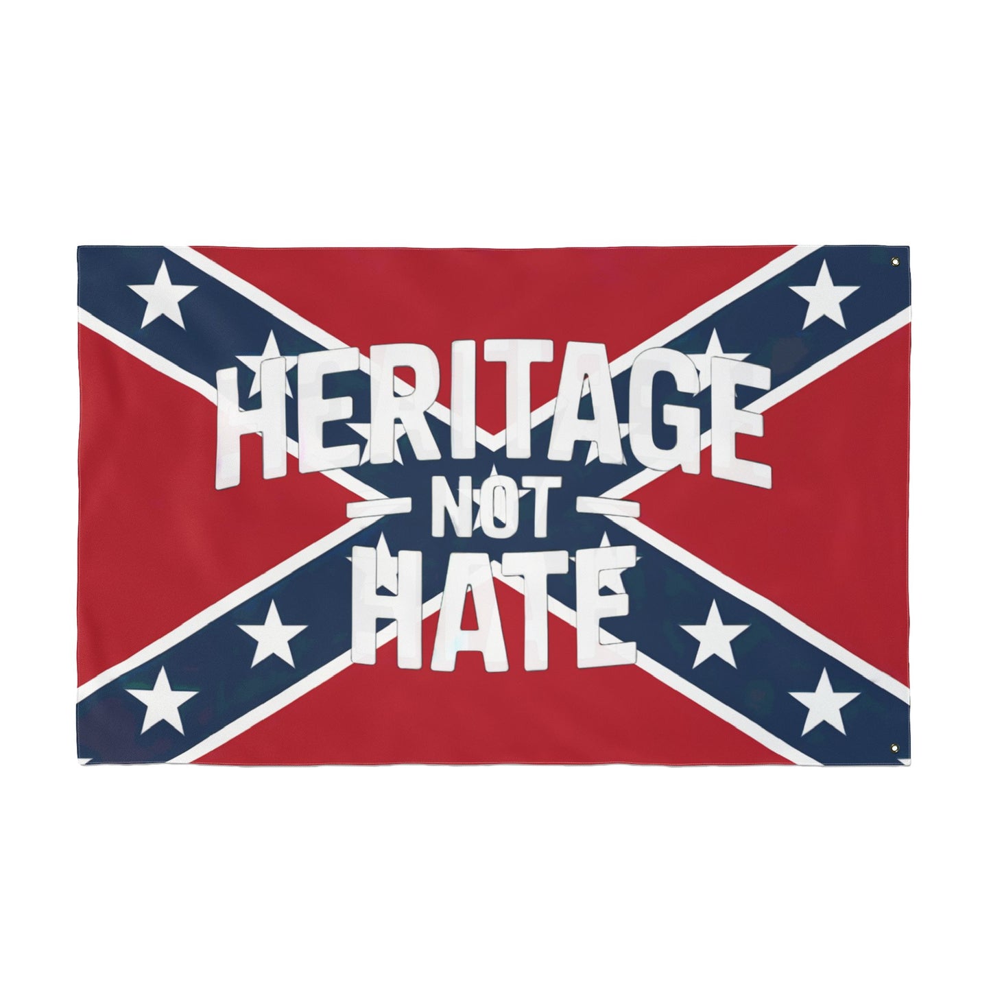 Heritage not hate flag with Confederate battle design and bold white lettering for home decor