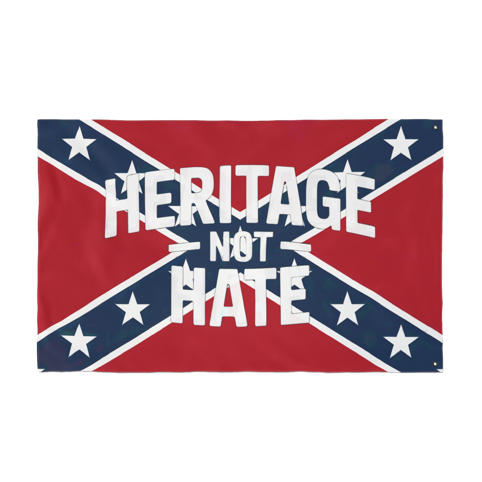 Heritage not hate flag with Confederate battle design and bold white lettering for home decor