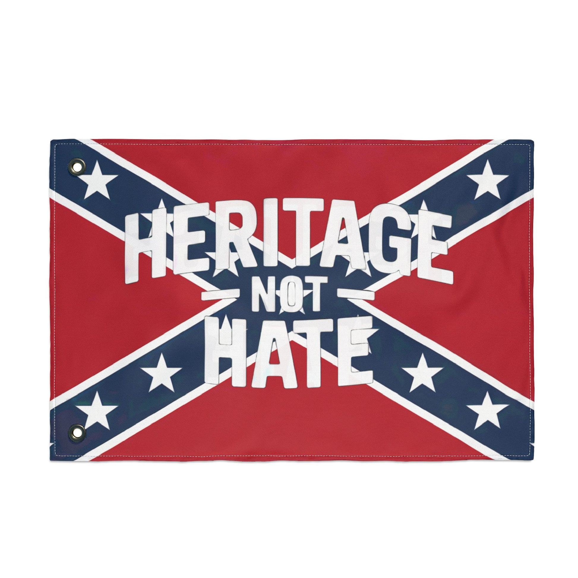 home decor heritage not hate flag with white text on red and blue background