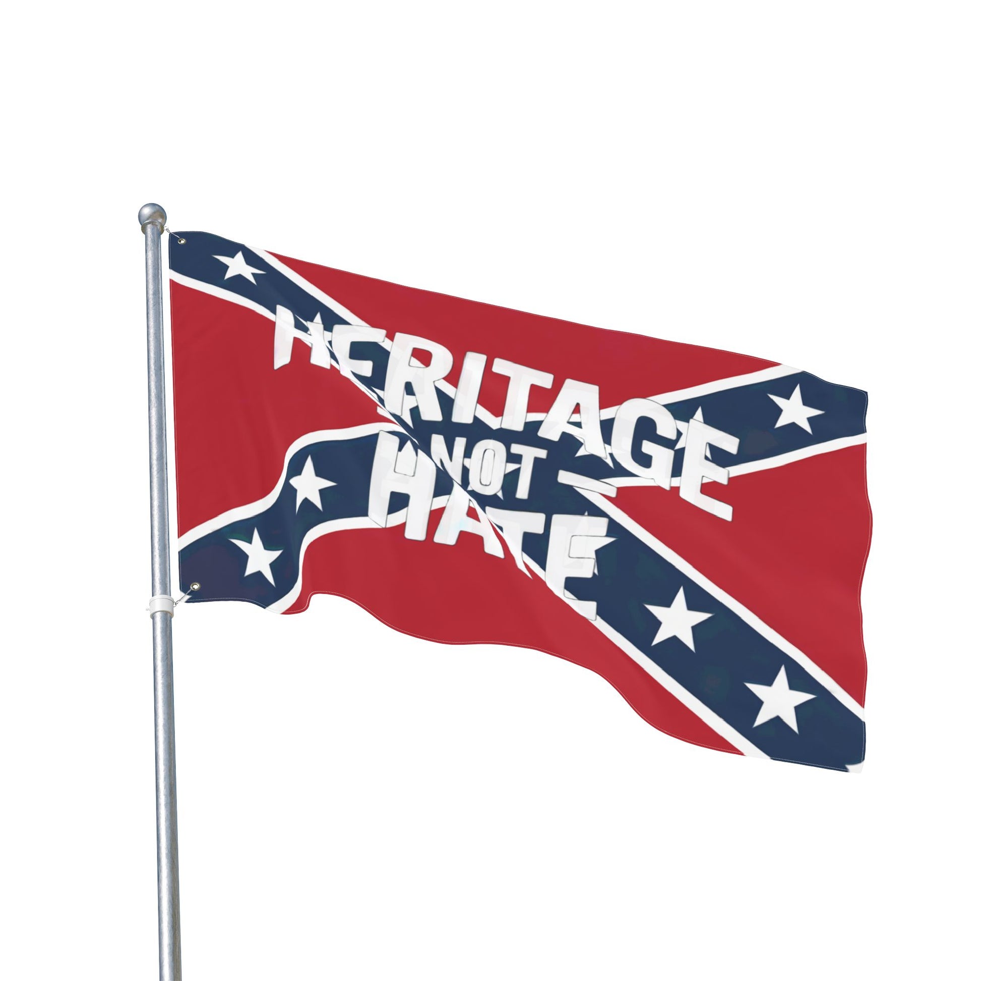 Heritage not hate flag with Confederate design on a flagpole for home decor 