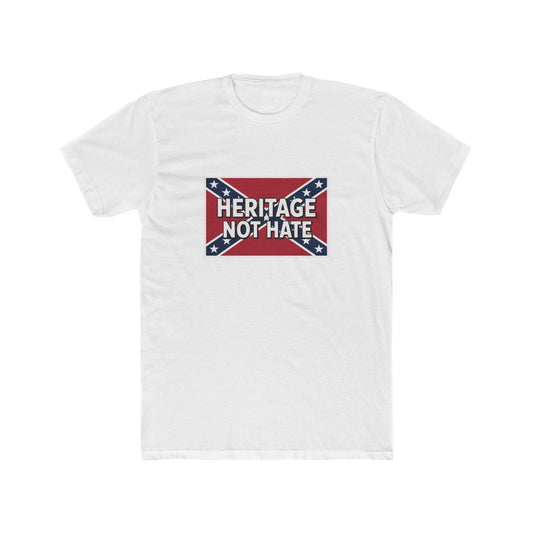 White t-shirt  with heritage not hate t-shirt confederate flag rebel graphic on front