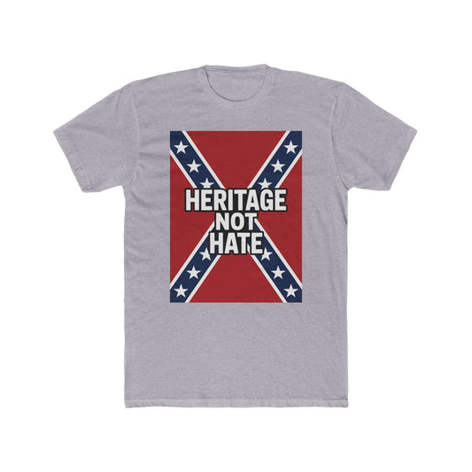 Heather gray heritage not hate t-shirt with red and blue graphic design