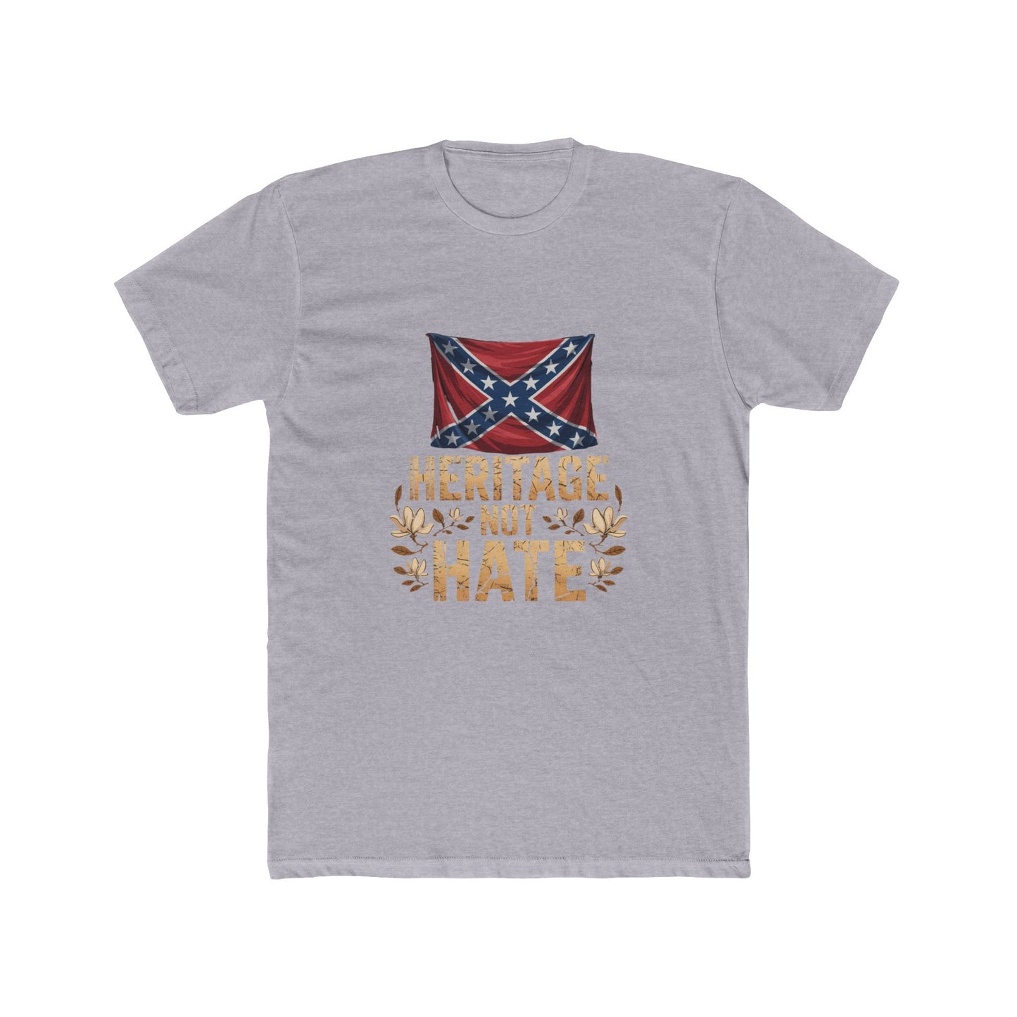 heritage not hate t-shirt in gray with Confederate flag and distressed text design